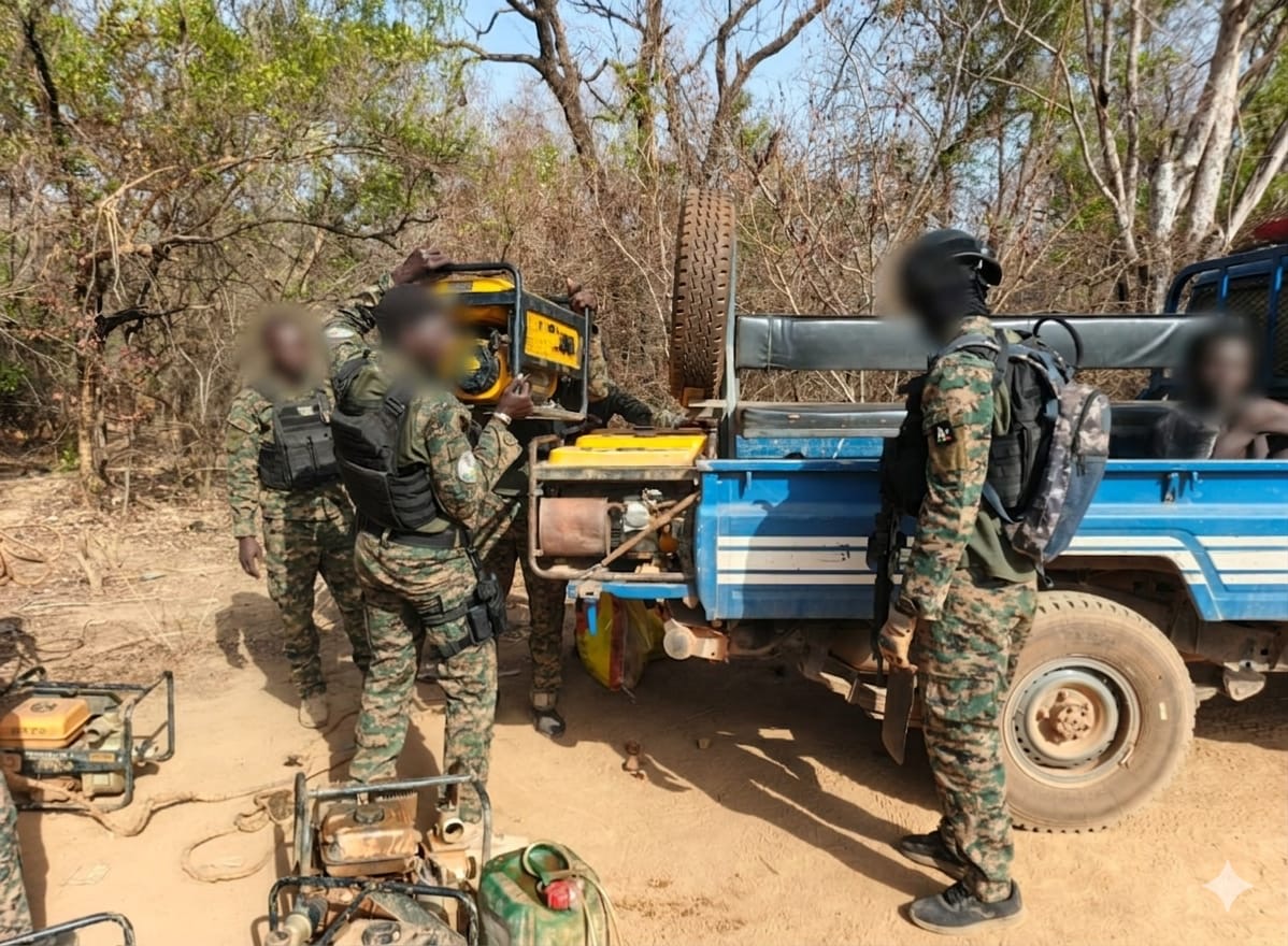 Saraya : le GARSI 2 intensifie la lutte contre l’orpaillage clandestin, un site démantelé à Wortokhaty.